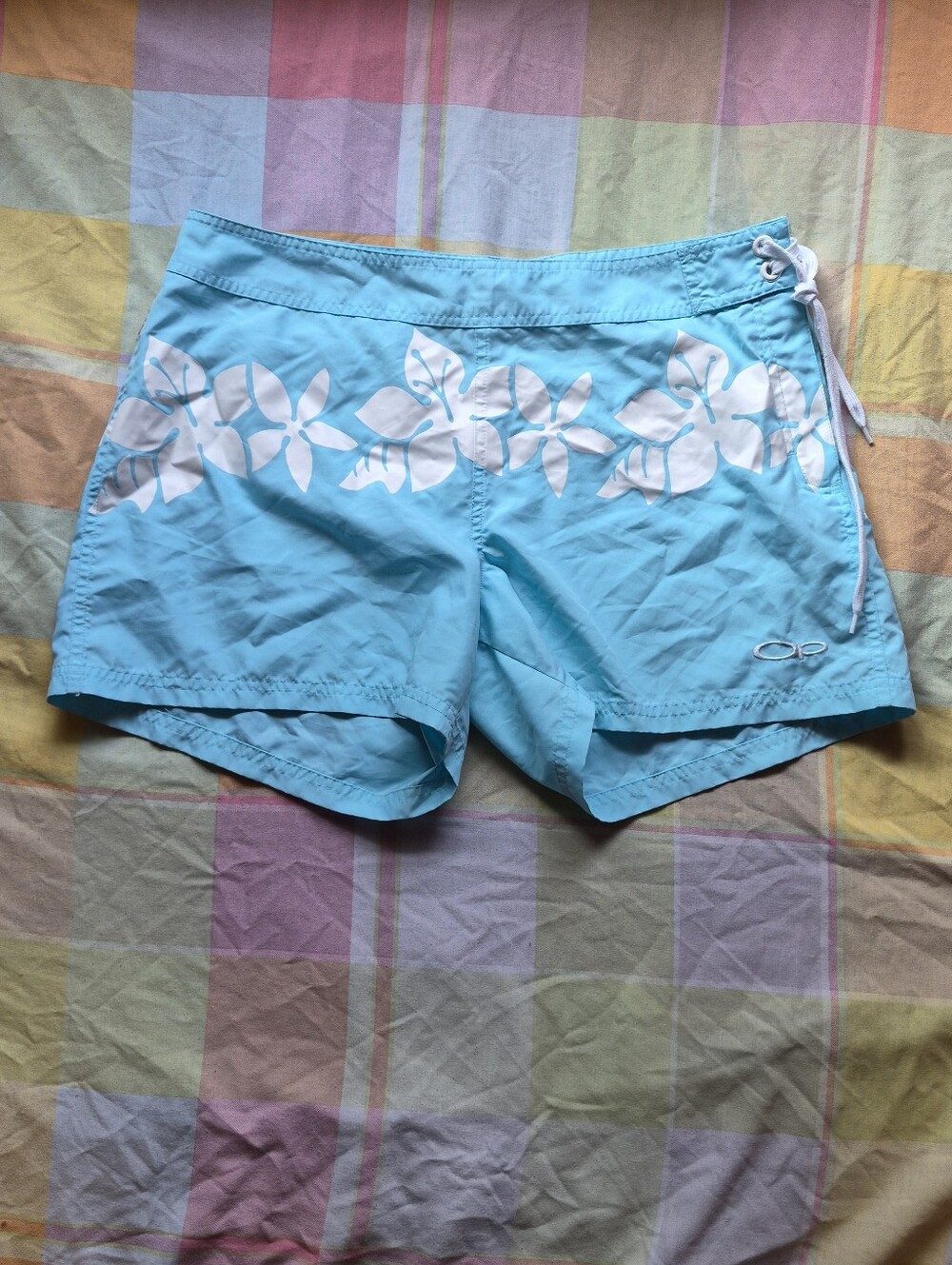 OP Women's Aqua Floral One-Piece Swim Shorts